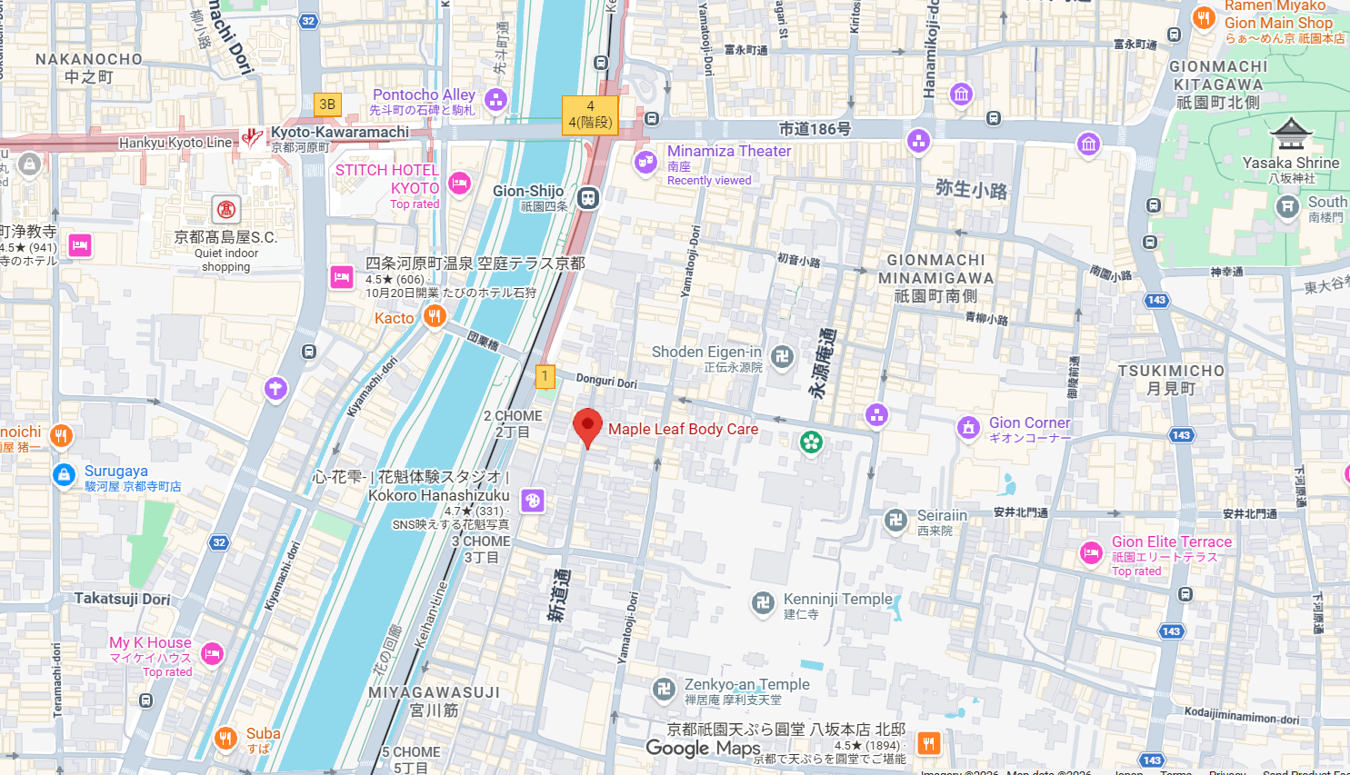 Map showing salon location